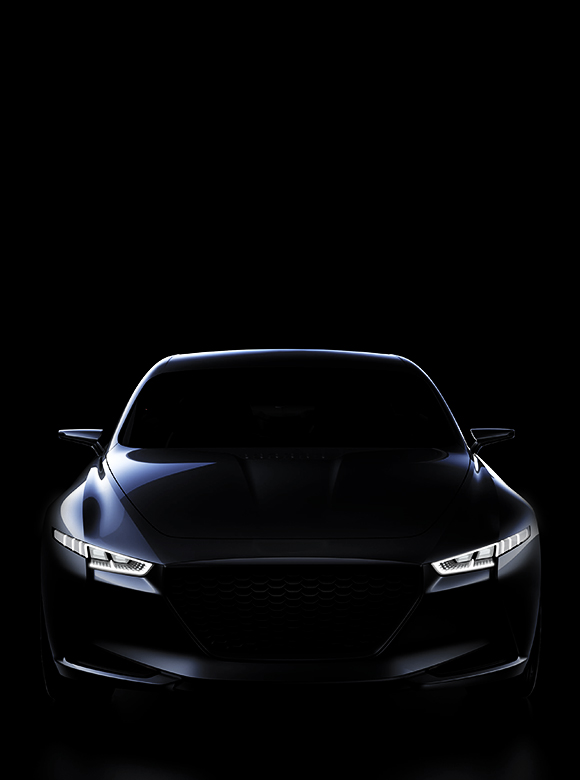 Silhouette of Hyundai’s concept car with headlamp on