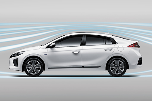 Aerodynamic graphic surrounding the exterior of Ioniq Hybrid