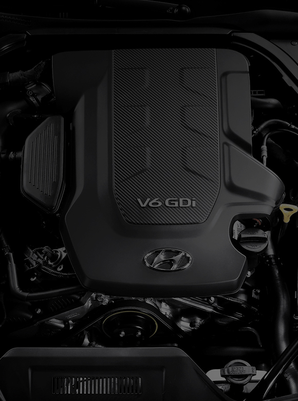 Close view of V6 GDi engine